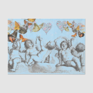 MOUSSELINE COEURS ET ANGELS PAPIER EN TISSU DE BÂTIMENT