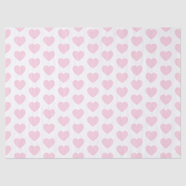 Mousseline Coeurs, rose pâle sur papier blanc (Recto)