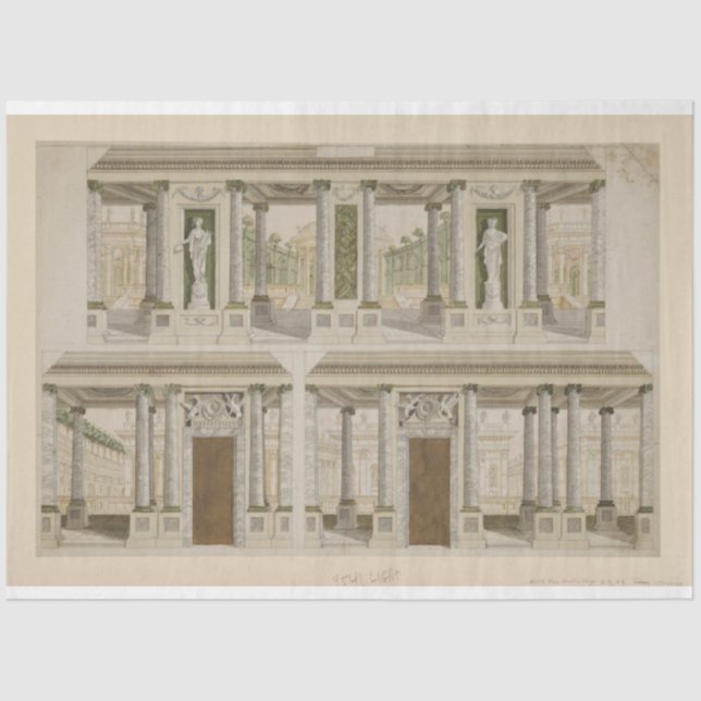 Mousseline Colonnes et statues architecturales Papier de déco (Recto)