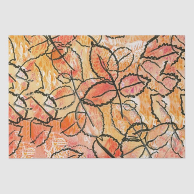 Mousseline Conception Feuille au sol sur papier de tissus (Recto)