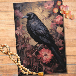 Mousseline Corbeau en Fleurs 3 Découpage papier