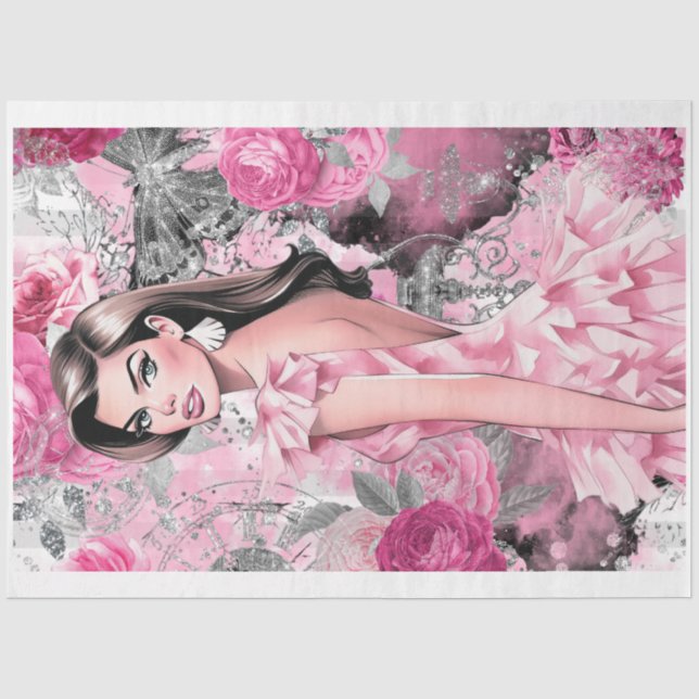 Mousseline Couture en glam rose et noir 7 Découpage papier (Recto)