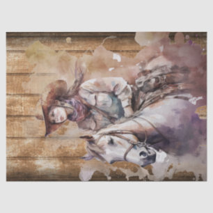 Mousseline Cowgirl Western Aquarelle décolleté Papier Tissu