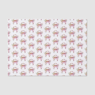 Mousseline Crabe Tissu Papier bleu Aquarelle Motif Plage