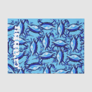 Mousseline Crabes bleus en papier de tissus