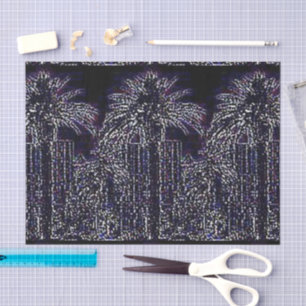 Mousseline Dans le trafic palmiers papier de tissu noir