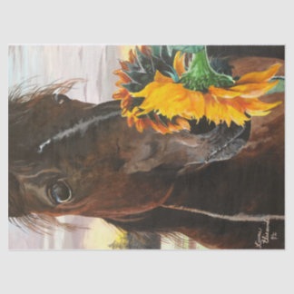Mousseline Découpage Cheval et tournesol en papier de tissus