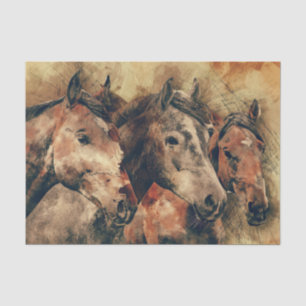 Mousseline Découpage Chevaux Sauvages 10 x 15 Art Papier Tiss