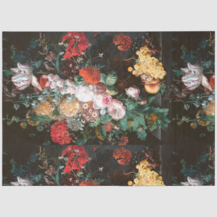 Mousseline Découpage Papier Tissu Roses floral foncé