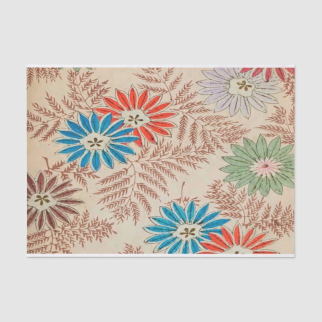 Mousseline Design de fleurs anciennes - Papier Tissu pour l'a (Recto)