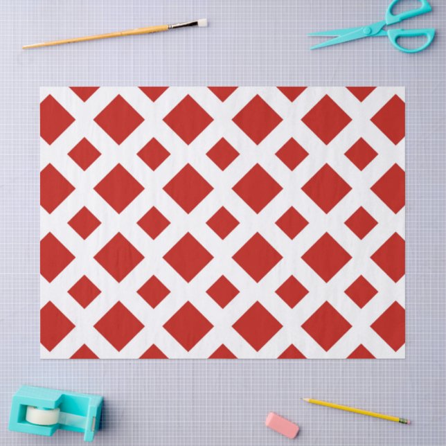 Mousseline Diamants rouges sur papier de tissus blancs (Artisanat)