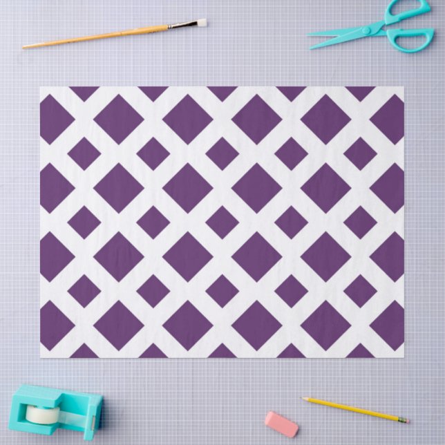 Mousseline Diamants violets sur papier de tissus blancs (Artisanat)