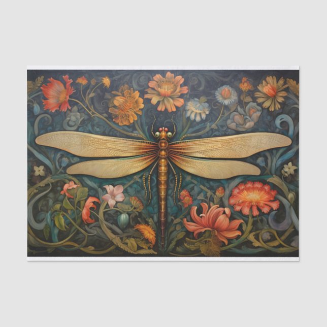 Mousseline Dragonfly in Florals 8 découpage papier (Recto)