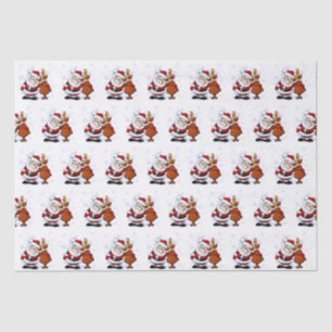 Mousseline Drôle Père Noël & Rudolph Papier Tissu