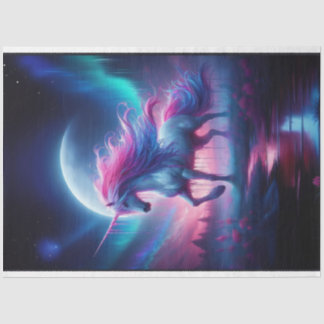 Mousseline Eau Unicorne Lune Tissu Papier