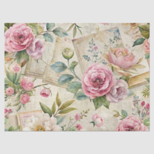 Mousseline Élégant papier de papier de tissus fleuri rose ins