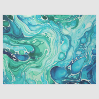 Mousseline Enky Wave 1 Papier Tissu bleu turquoise