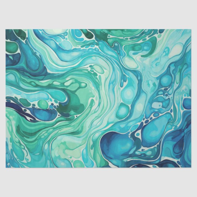 Mousseline Enky Wave 1 Papier Tissu bleu turquoise (Recto)
