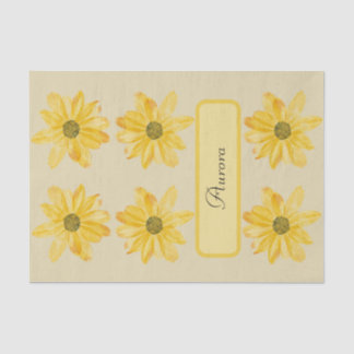 Mousseline Enveloppeur en papier de tissus fleuri jaune perso