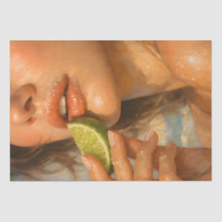 Mousseline Femme aux lèvres lime Papier Découpage Été Plage