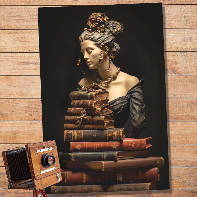 Mousseline Femme en pierre avec des livres 5 papier découpage (Créateur téléchargé)