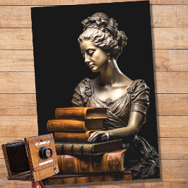 Mousseline Femme en pierre avec livres 1 papier découpage