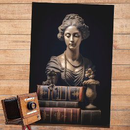 Mousseline Femme en pierre avec livres 2 papier découpage