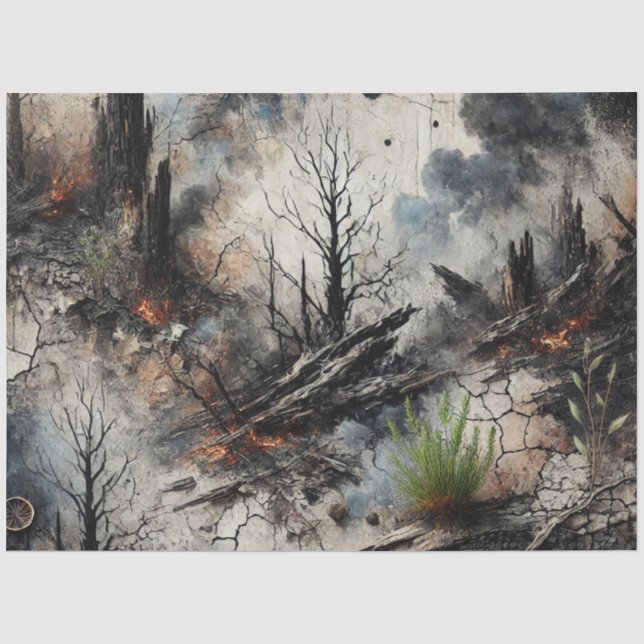 Mousseline Feu de feu de forêt - Papier tissulaire artistique (Recto)