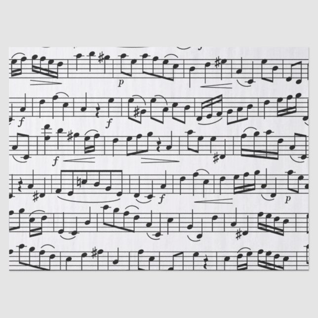 Mousseline Feuille Notes de musique Découpage papier Tissu (Recto)