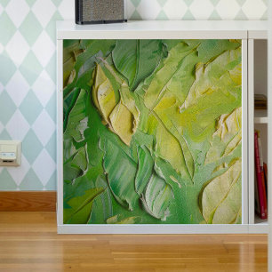Mousseline Feuilles verts de chaux Textes Decoupage papier de