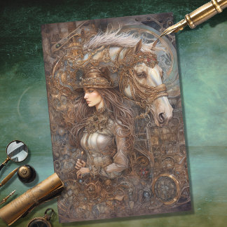 Mousseline Fille et cheval Steampunk 9 Découpage Papier