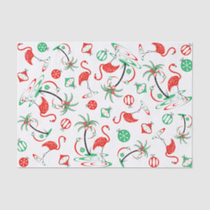 Mousseline Flamant rose de Noël rouge Papier à tissu multiple