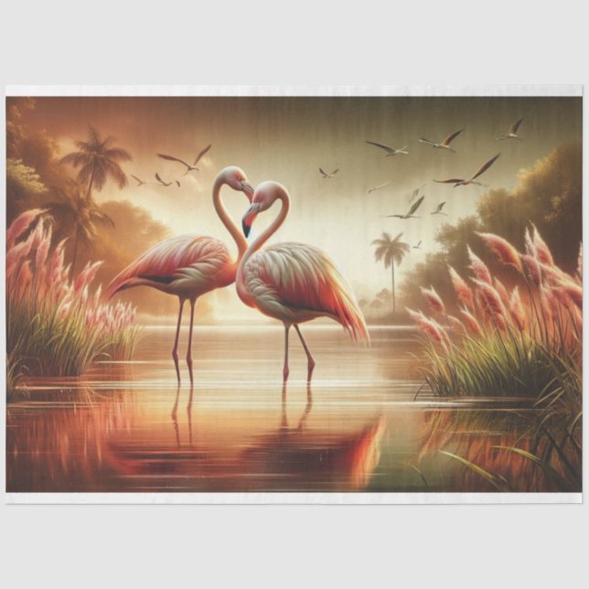 Mousseline Flamant rose de papier de papier de découpage (Recto)