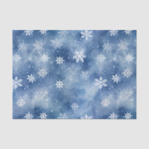 Mousseline Flammes de neige de Noël Ciel bleu Tissu Papier