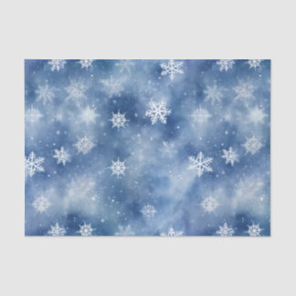 Mousseline Flammes de neige de Noël Ciel bleu Tissu Papier