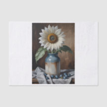 Fleur de soleil blanc sur papier vache decoupage t