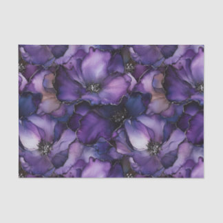 Mousseline Fleurs d'encre violette Déchoupage Papier de tissu