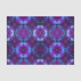 Mousseline Fleurs et cercles Tie Tee Papier Tissu Bleu pourpr