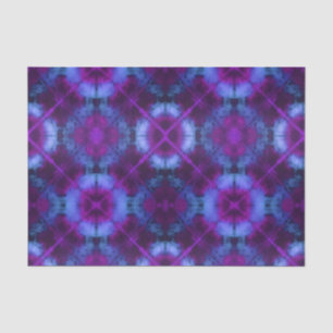 Mousseline Fleurs et cercles Tie Tee Papier Tissu Bleu pourpr