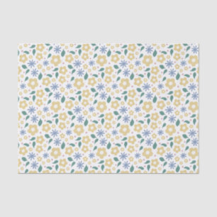 Mousseline Fleurs jaunes et bleues heureuses en papier de soi