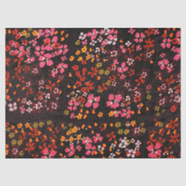 Mousseline Fleurs rouges assorties Papier Tissu