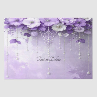 Mousseline Fleurs Violettes avec Papier Tissu de Perles Penda