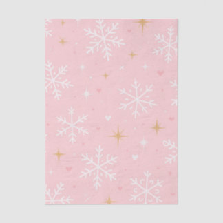 Mousseline Flocon de neige rose et papier tissue scintillant