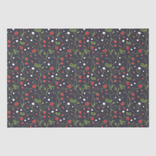 Mousseline Fraises Sauvages (Nuit Polaire) - Papier Tissu