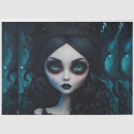 Mousseline Goth Girl Big Eyes Découpage Papier