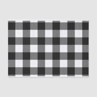 Mousseline Grand papier de tissu en vichy noir et blanc