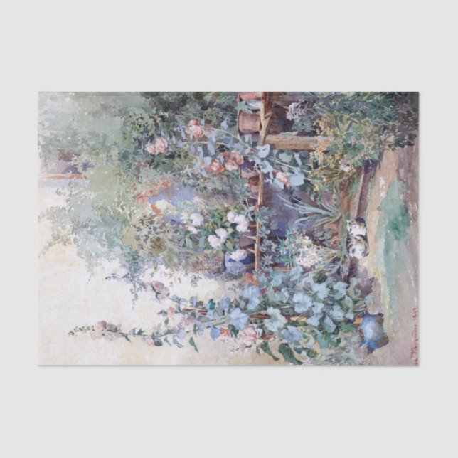 Mousseline Hollyhocks Kitty et Potting Banc Papier (Recto)