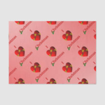 J'ai coeur Noël Tissu Papier rouge