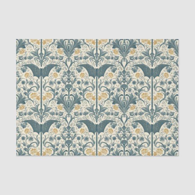Mousseline Jardin gothique Papier de tissus - Flore foncé (Recto)