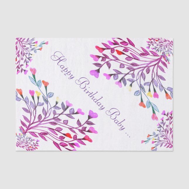 Mousseline Joli Coeur Fleur Anniversaire Tissu Papier (Recto)